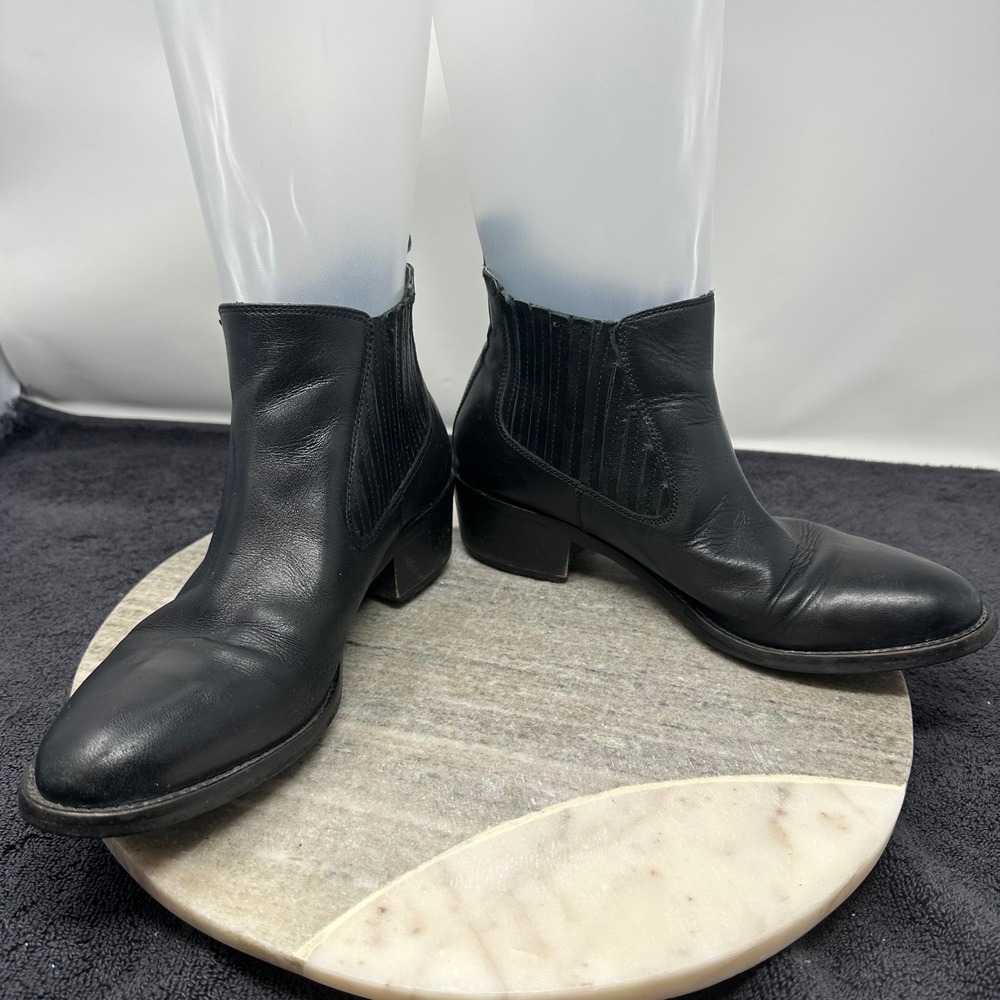 Lavorazione Artigiana Black Leather Italian Chelsea Boots Womens 8 Pointed Toe